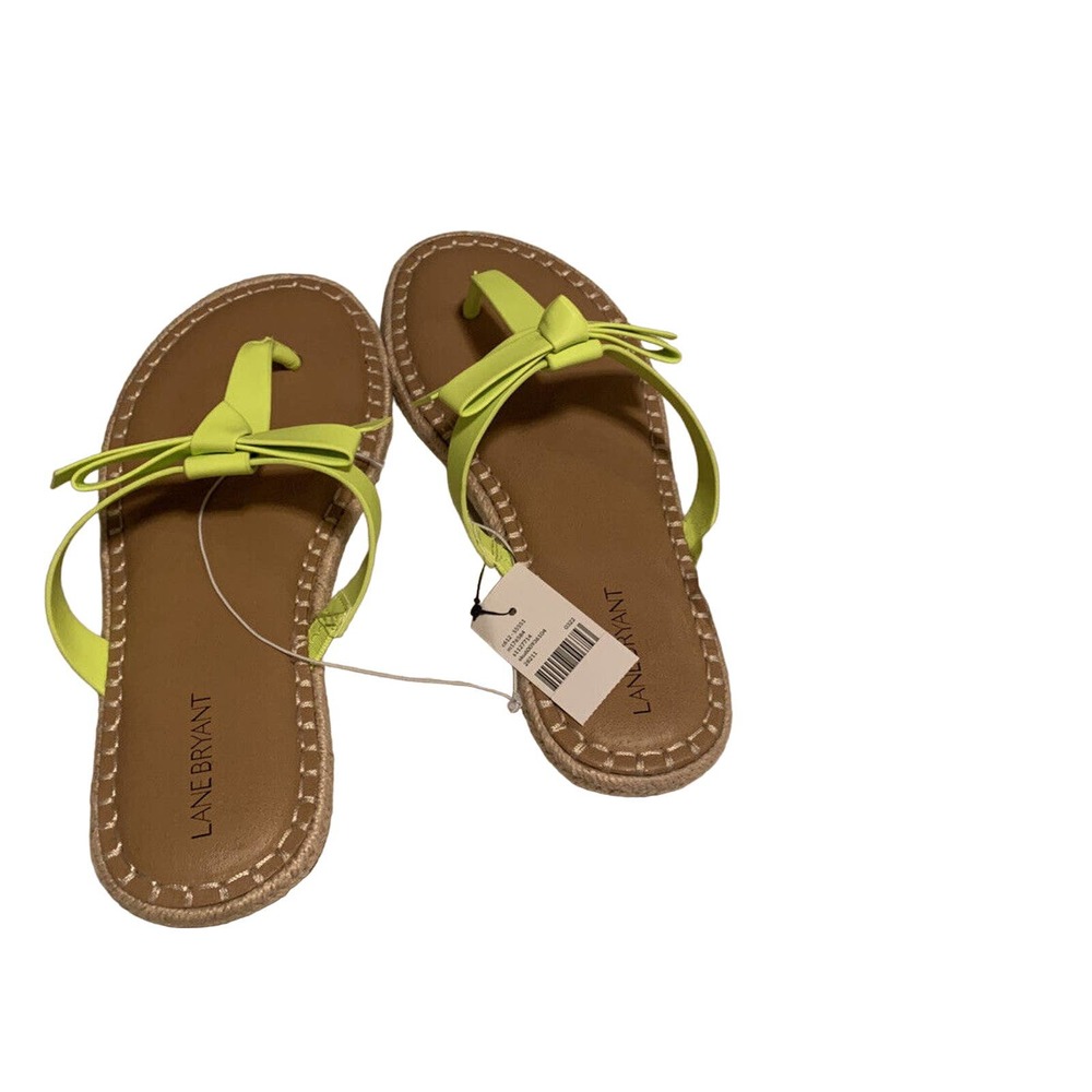 LANE BRYANT DREAM CLOUD Bow Thong Sandal Size 10.5 W LIME, NEW